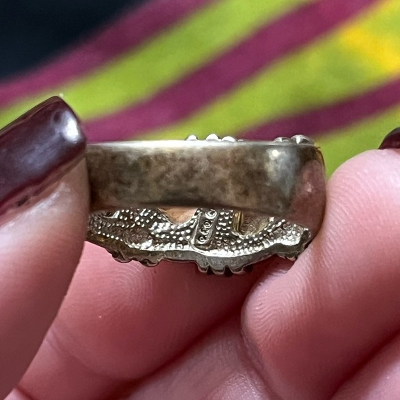 VTG Black Hills Gold 12k Sterling Silver 925 Leaf Design Size 8 Ring Coleman Co - Picture 4 of 6